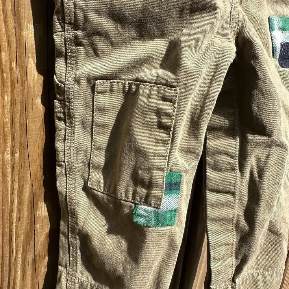 Oshkosh B’gosh Toddler Overalls 18 Months Khaki Plaid‎ Bear Animal